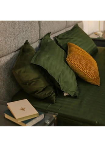 Постільна білизна сімейна Сатин Stripe 81-S 210х143х2 см смарагдова Tiare (336328260)