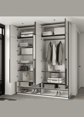 Шафа розпашна на 4 дверки з полицями, штангою та антресоллю R-0010 від Дуб Гранж Пісочний MORELI (335423296)