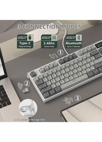 Ігрова Бездротова Механічна Клавіатура K86 Grey Українською розкладкою ATTACK SHARK (370202792)