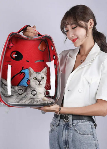 Рюкзак с прозрачной стенкой для перевозки транспортировки животных собак кошек весом до 7 кг (481078-Prob) Красный Unbranded (352683281)