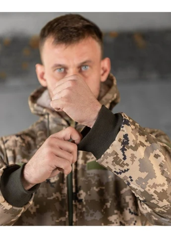 Тактичний костюм Krang Піксель софтшелл утеплений овчиною з липучками для шевронів No Brand (340557825)