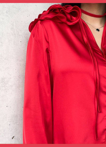 Красная женская красная роскошная стильная трендовая блузка из шелка No Brand Блузка