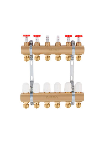Коллектор в сборе на 6 выходов с евроконусами, латунный KR-1010 Karro (332964969)