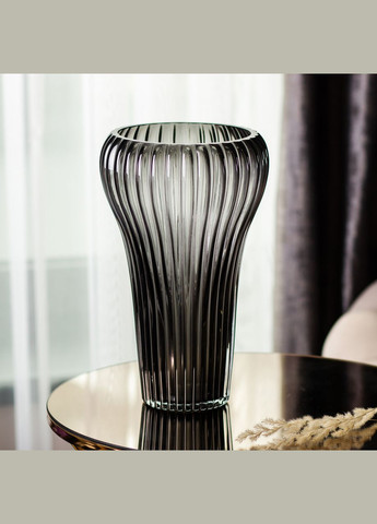 Ваза для цветов стеклянная, декоративная фигурная, серая, 27 см HP-1719 Yiwu (370707925)