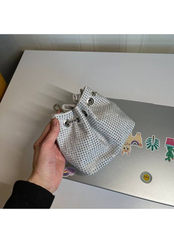 Праздничная сумка мешочек в блестках белого цвета No Brand (362588269)