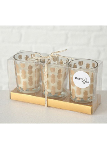 Набор свечей 3х h6 d5см золотое стекло (1009920) Boltze (364688958)