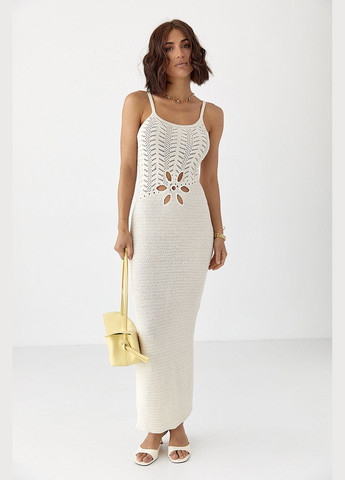 Кремова довга літня в'язана сукня Lurex
