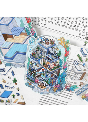 Набір румбокс наліпок кімнат 3д 4в1 з пінцетом, будинок з наклейками Казкові історії 13x20,5 см 4в1 набір (0057) No Brand (364237132)