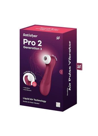 Вакуумный клиторальный стимулятор Pro 2 Generation 3 Liquid Air, бордовый Satisfyer (303885398)