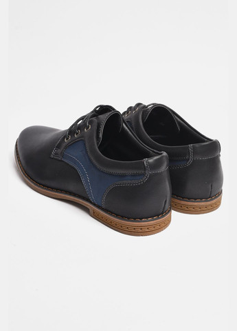 Темно-синие туфли подростковые для мальчика черного цвета без шнурков Let's Shop