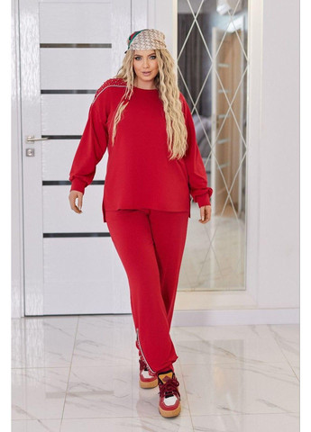 Костюм свободного кроя "две молнии украшения" мод ВДЖВ-317 (Ал-Коз) красный 52-54 No Brand (355469552)