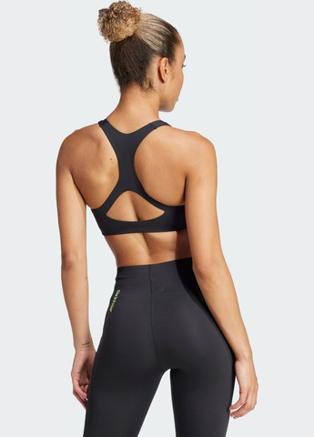 Чёрный бра adizero run medium support adidas полиамид