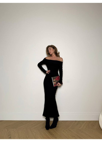 Чорна кежуал сукня ангорова футляр No Brand однотонна