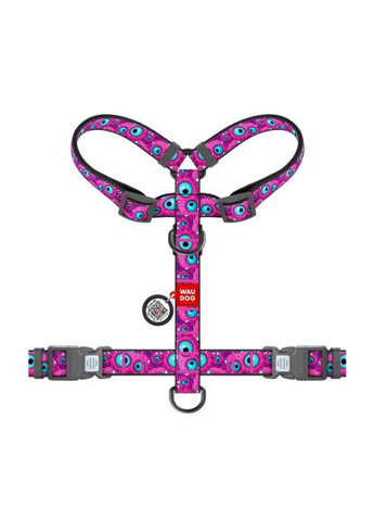 Шлей для собак Nylon анатомический H-образный с QR-паспортом "Глаз монстра" пластиковый фастекс, L (345-4049) WAUDOG Nylon анатомічна H-подібна з QR-паспортом "Око мон (366735785)