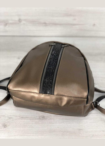 Женский рюкзак из мягкой экокожи со стразами «Юна» бронзового цвета WeLassie (298568143)
