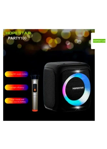 Портативна Bluetooth-колонка Party 100 Чорний з підтримкою карти пам'яті та 3.5 мм mini-Jack Hopestar (370168225)