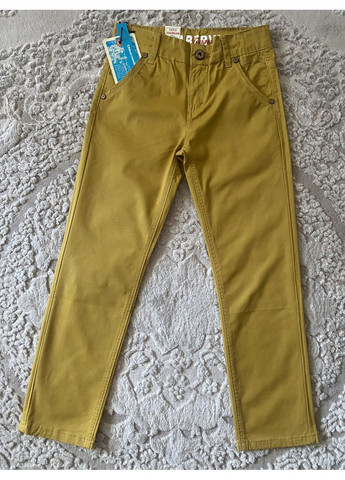 Зеленые детские демисезонные котоновые брюки для мальчика 104-128 No Brand