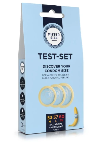 Набор презервативов testset 53–57–60, 3 размера + линейка, толщина 0,05 мм. Mister Size (296932720)