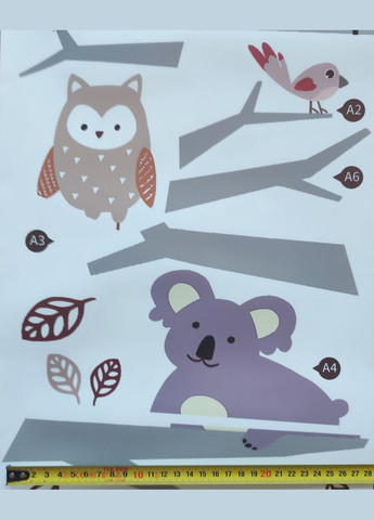 Наклейки для детской комнаты Ростомер звери на дереве (лист 60 х 90 см) Б48016 BRUP (302319120)