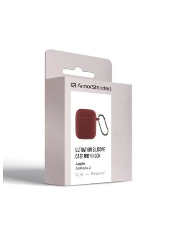 Чехол для наушников Ultrathin Silicone Case With Hook для Apple AirPods 2 Burgundy (ARM59680) ArmorStandart (397311875)