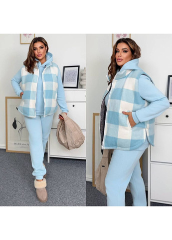 Костюм ТРОЙКА Жилет плотный кашемир,синтепон 150 в клетку,брюки и худые тринитки на флисе Україна (362698586)