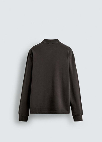 Темно-коричневая футболка-поло для мужчин Zara однотонная