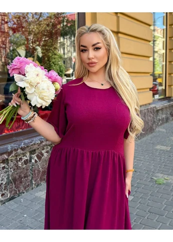 Бордова повсякденний, кежуал, вечірня жіноча сукня а-силует FINO Mode однотонна