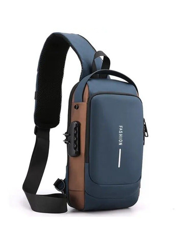 Сучасна чоловіча багатофункціональна сумка через плече Navy Blue and Brown No Brand (283608395)