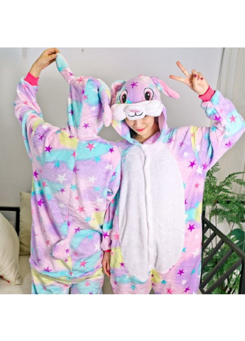 Кигуруми костюм пижама женский махровый застегивается на кнопках с капюшоном ушами (478511-Prob) Радужный заяц размер М Unbranded (305843427)