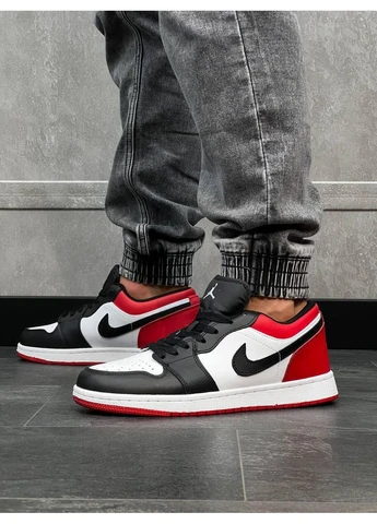 Білі літні кросівки nike air jordan retro 1 low white red black найк аір джордан No Brand