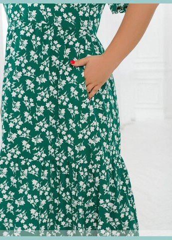 Бирюзовое платье женское леди совершенство миди sf-248 бирюзовый, 58-60 Sofia с абстрактным узором