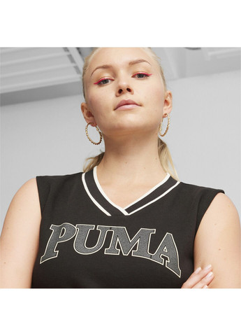 Черное спортивное платье squad women's dress Puma однотонное