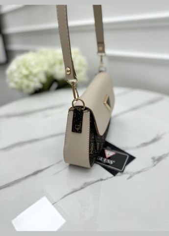 Сумка жіноча багет коричневий із бежевим міні на плече No Brand (322464369)