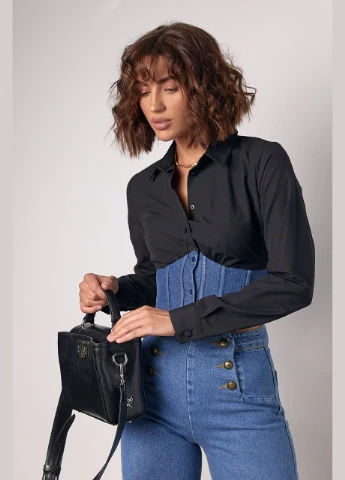 Жіноча бавовняна сорочка з джинсовим корсетом Lurex (299077365)