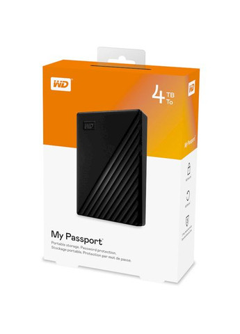 Зовнішній жорсткий диск My Passport 4TB USB 3.2 Black (WDBPKJ0040BBK-WESN) WD (306553631)