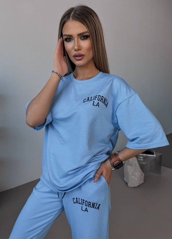 Базовый повседневный оверсайз костюм двойка с накатом: футболка+джогеры Україна (328392165)