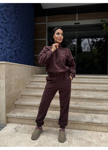 Костюм женский Турция,двусторонний флис Полар,штаны Джогеры и кофта с горловиной на молнии Україна (365701961)