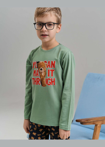 Оливковая (хаки) пижама со штанами в мелкий принт для мальчика Tom John