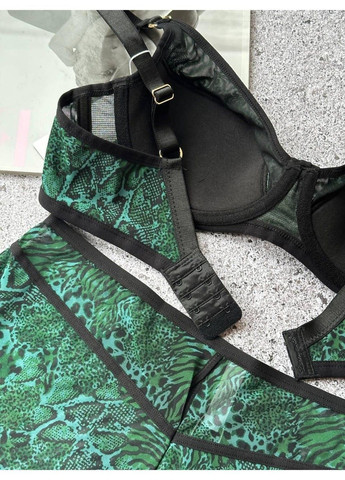 Зеленый комплект нижнего белья из микросетки на косточках зеленый Lanny Mode