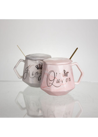 Парні чашки порцелянові King & Queen 400 мл з кришками FM-31 No Brand (368641429)