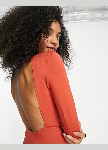 Терракотовое коктейльное платье Asos однотонное