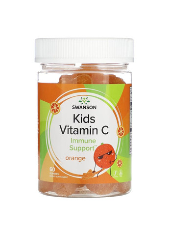 Вітамін С для Дітей Kids Vitamin C Gummies - 60 жувальних цукерок Апельсин Swanson (292562634)