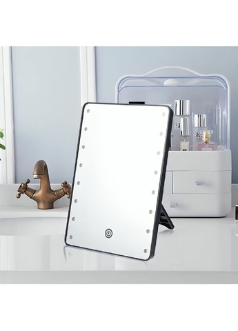 Дзеркало для макіяжу косметичне настільне прямокутне з підсвічуванням роботою від батарейок 16 світлодіодів (480106-Prob) Чорне Unbranded (329486731)