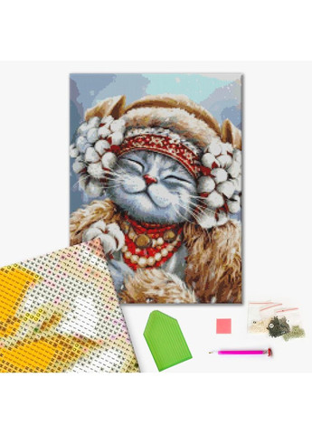 Алмазна мозаїка Киця Зима Маріанна Пащук 40 х 50 DBS1125 Brushme (351508151)