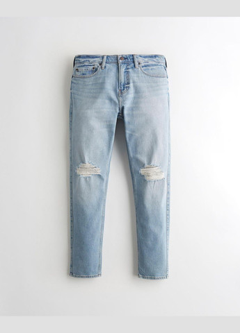 Голубые демисезонные джинсы taper hc7479m Hollister