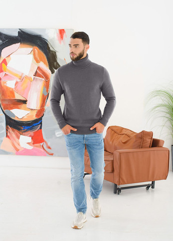 Сірий теплий чоловічий гольф з косим плечовим швом SVTR