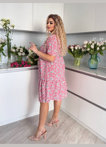 Розовое платье в цветах Fashion