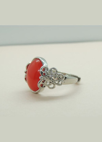 Каблучка з червоним каменем перстень мед срібло з великим червоним каменем і візерунками р. регульований Fashion Jewelry (285110836)