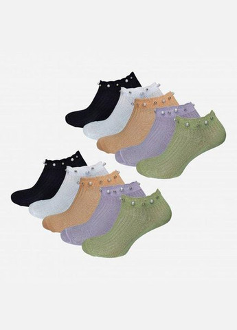 Набір жіночих шкарпеток коротких бавовняних Лана з намистинами 10 пар Асорті No Brand (278369136)