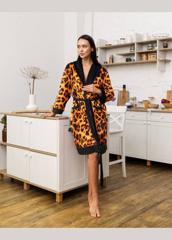 Халат жіночий з плюшевого велюру ексклюзивний Leopard 18276 2XL-3XL FlexDress (336873583)